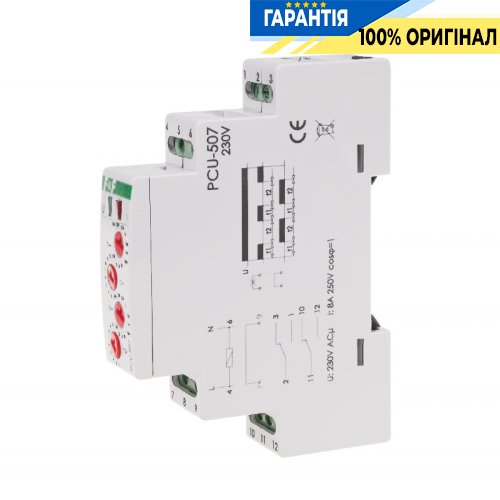 Реле часу циклічне PCU-507 F&F, 2 перемикаючі контакти, 8А, 230V AC, монтаж на DIN-рейку