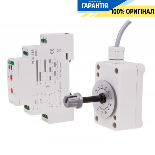 Реле часу PCU-518DUO F&F з зовнішнім потенціометром, 1NO/NC, 8А, 230В/AC, 24В/ACDC, монтаж на DIN-рейку
