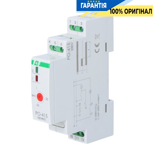 Реле времени PO-415 F&F DIN 1ПК 10А 230V/AC, задержка после выключения 1-15 мин