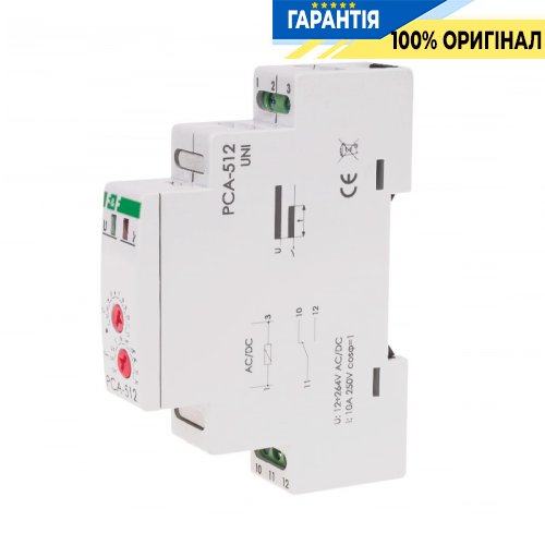 Реле часу PCA-512UNI F&F з затримкою відключення, 1ПК 10А, 12-264V AC/DC, монтаж на DIN-рейку