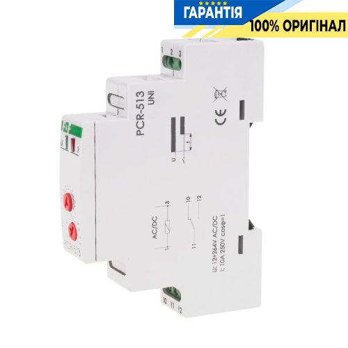 Реле часу PCA-513UNI F&F з затримкою включення, 1ПК 10А, 12-264V AC/DC, монтаж на DIN-рейку