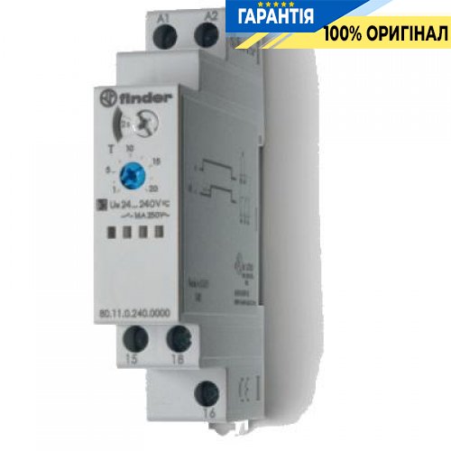 Реле времени с задержкой включения 1ПК 24-230VAC/DC Finder 801102400000