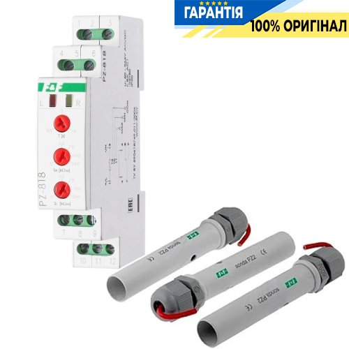 Реле уровня жидкости F&F PZ-818, 2 уровня, 3 зонда, с задержкой включения