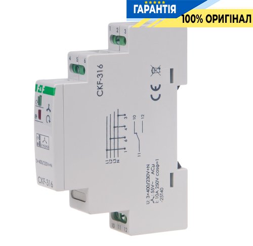 Реле чергування та пропадання фаз 1ПК 10А 3x400V+N F&F CKF-316, монтаж на DIN-рейку