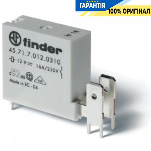 Реле 1НО 6VDC 16A с Faston контактом Finder 457170060310