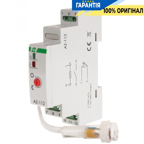 Сумеречне реле F&F AZ-112 DIN 220-230В AC 1НО 16А 2-1000Lx