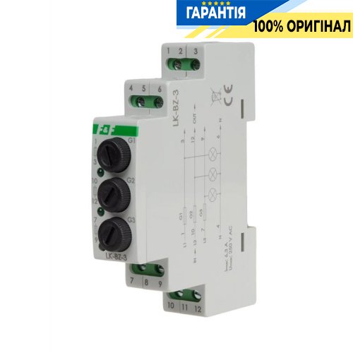 Блок запобіжників LK-BZ-3G F&F з індикатором 3×230В~+N (6.3А), 3 LED, артикул LK-BZ-3G