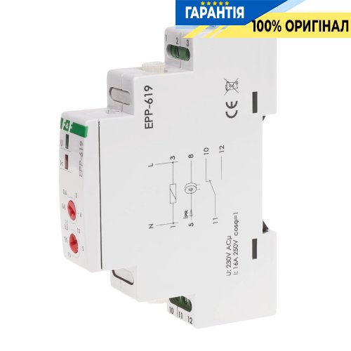 Реле тока F&F EPP-619 1NO/NC 16А 230V AC с регулировкой 0,6-16А