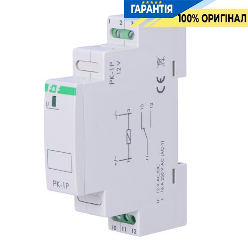 Электромагнитное реле F&F PK-1P-12V 1xNO/NC 16А 12V AC/DC для DIN-рейки