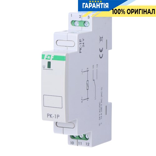 Электромагнитное реле F&F PK-1P-24V 1xNO/NC 16А 24V AC/DC на DIN-рейку