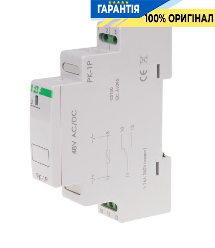 Электромагнитное реле F&F PK-1P-48V 1xNO/NC 16А 48V AC/DC для DIN-рейки