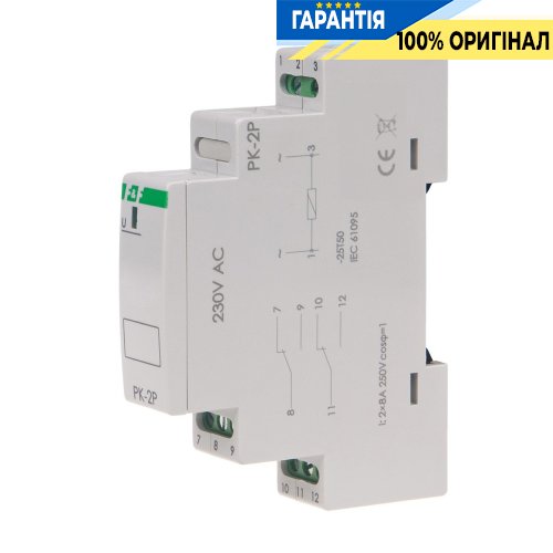 Электромагнитное реле F&F PK-2P-230V 2xNO/NC 16А 230В AC DIN-рейка