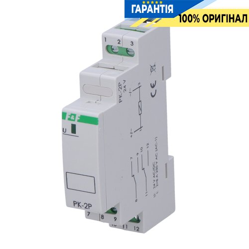 Электромагнитное реле F&F PK-2P-24V 2xNO/NC 16А 24V AC/DC на DIN-рейку