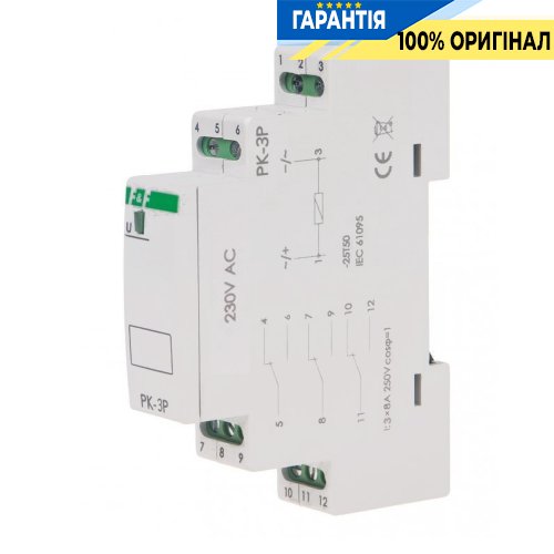 Электромагнитное реле F&F PK-3P-230V 3xNO/NC 8А 230В AC DIN-рейка