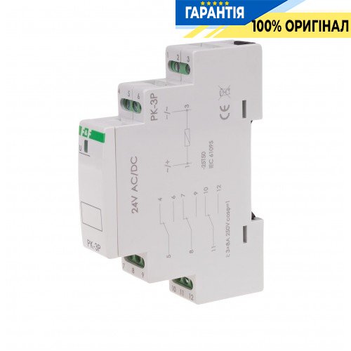 Электромагнитное реле F&F PK-3P-24V 3xNO/NC 16А 24V AC/DC на DIN-рейку