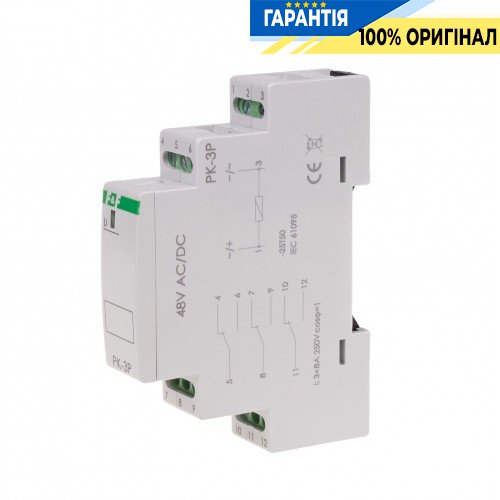 Электромагнитное реле F&F PK-3P-48V 3xNO/NC 16А 48V AC/DC на DIN-рейку