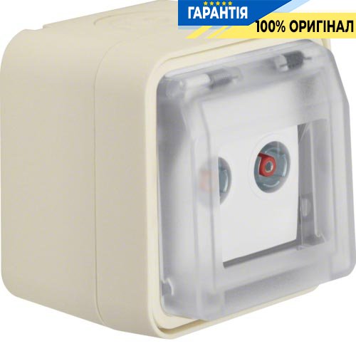 Розетка антенна, 2 виходи, прохідна, IP55, полярно білий, Berker W.1 12033522