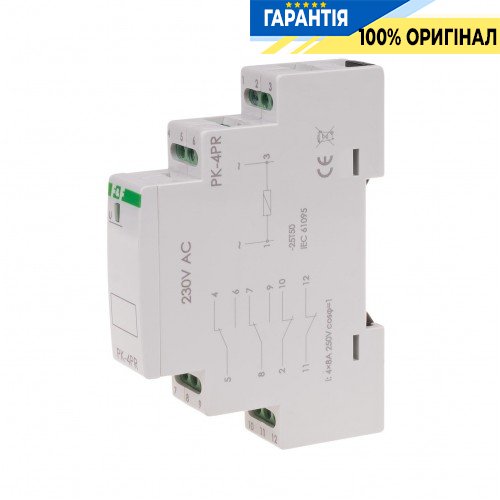 Электромагнитное реле F&F PK-4PR-230V 2xNO/NC+2NC 4x8А 230В AC DIN