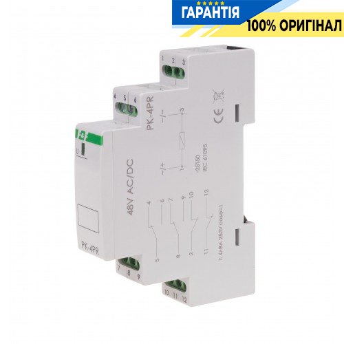 Электромагнитное реле F&F PK-4PR-48V 2xNO/NC+2NC 4x8А 48V AC/DC DIN