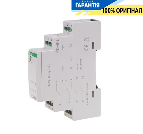 Электромагнитное реле F&F PK-4PZ-12V 2xNO/NC+2NO 16А 12V AC/DC DIN монтаж