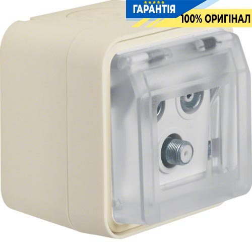 Розетка антенна, 3 виходи, окрема, IP55, полярно білий, Berker W.1 12033532