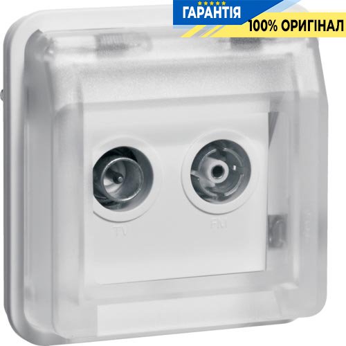 Вставка антенної розетки, 2 виходи, окрема, IP55, полярно білий, Berker W.1 12033542