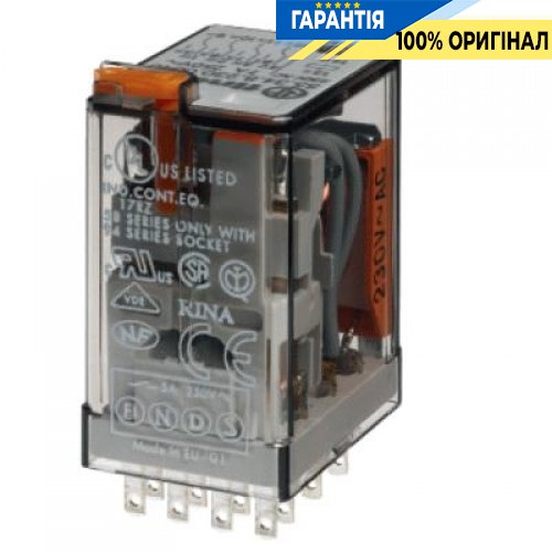 Реле 4 переключающих контакта 12VAC 7А Finder 553480120040