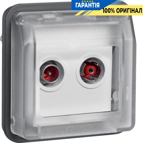Вставка антенної розетки, 2 виходи, прохідна, IP55, сірий, Berker W.1 12033555