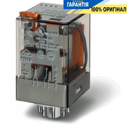 Реле электромагнитное 8 полюсов, 2 переключающих контакта, 24VAC, 10A Finder 601280240040