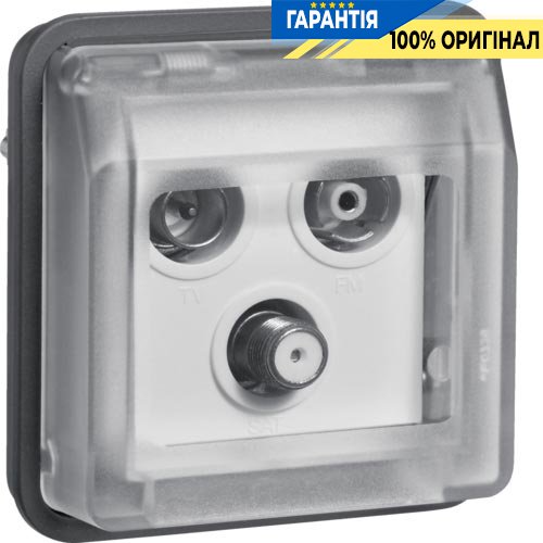 Вставка антенної розетки, 3 виходи, окрема, сірий, Berker W.1 12033565