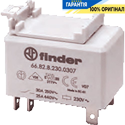Реле 2НО 230VAC 30A с задним монтажным фланцем Faston 250 Finder 668282300307