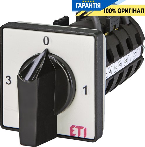 Перемикач 3-полюсний "1-0-2" 25А IP40 ETI 4773121 CS 16 98 U сірий-чорний