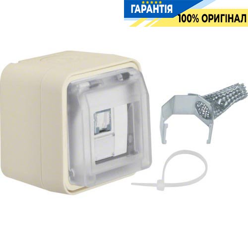 Розетка UAE 8-полюсн. екранована, Кат.6 клас E, IP55, полярно білий, Berker W.1 14093502