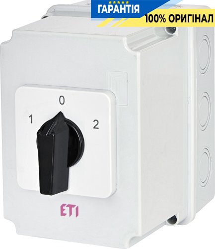 Перемикач багатопозиційний 3-полюсний 16А IP65 "0-1-2" ETI 4773212 CS 40 53 PN2 сірий-чорний