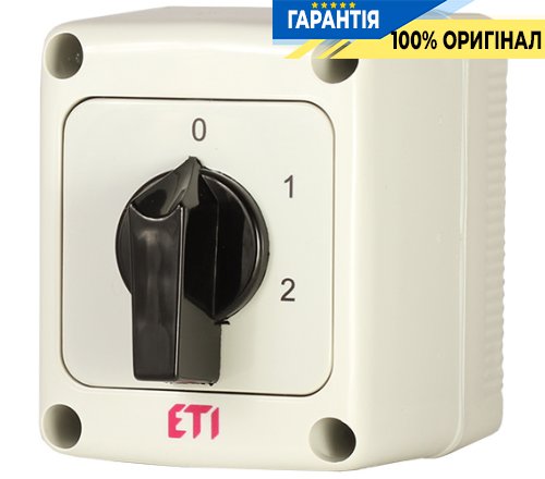 Перемикач багатопозиційний 3-полюсний 25А IP65 "0-1-2" ETI 4773213 CS 16 135 P сіро-чорний