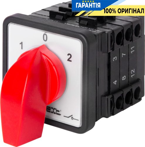 Пакетный переключатель E.NEXT LK16/3.323-ZP/45 щитовой с передней панелью, 3 полюса, 1-0-2, 16А 8331-200