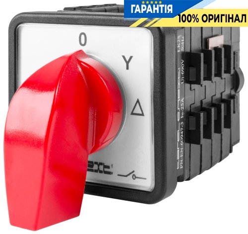 Пакетний перемикач E.NEXT LK25/4.324-ZP/45 щитовий з передньою панеллю, 0-зірка-трикутник, 25А 8441-200