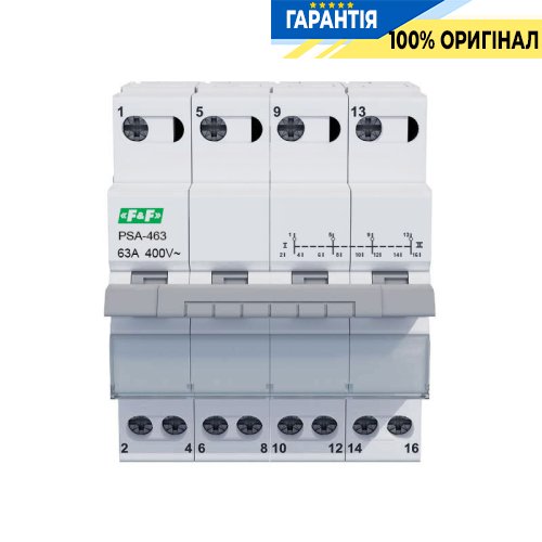 Перемикач навантаження 1-0-2 (I-0-II) 4P 63А 230/400В F&F PSA-463