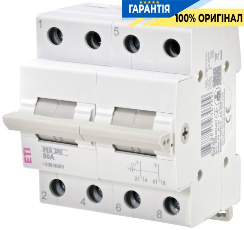 Переключатель нагрузки ETI SSQ 280 "1-0-2", 2 полюса, 80А, артикул 2421427