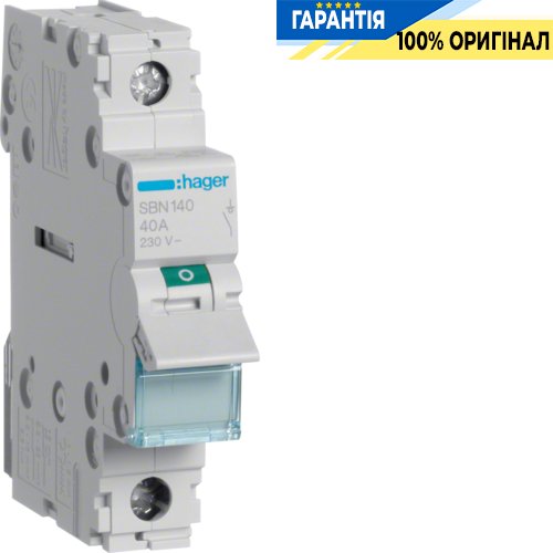 Выключатель нагрузки 1-полюсный 40А 230В Hager SBN140 для защиты электросетей