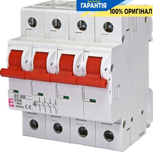 Выключатель нагрузки ETI SV 425 4P 25A 1-0 2423422 для защиты электросетей