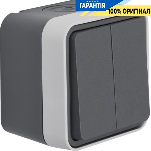 Выключатель 2-клавишный IP55, серый, 10АX/250В W.1 Berker 30753505