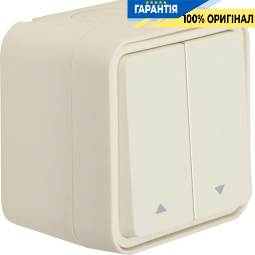 Выключатель для жалюзи 2-клавишный IP55, полярно белый, 10А/250В W.1 Berker 30753522