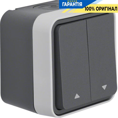 Выключатель для жалюзи 2-клавишный IP55, серый, 10А/250В W.1 Berker 30753525