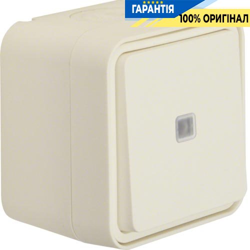 Перемикач з підсвічуванням IP55, полярно білий, 10АX/250В Berker W.1 30763522
