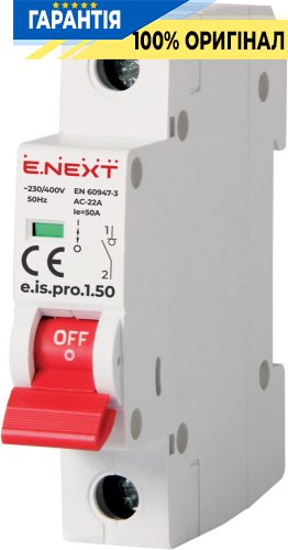 Выключатель нагрузки на DIN-рейку E.NEXT e.is.1.50, 1 полюс, 50А, p008007