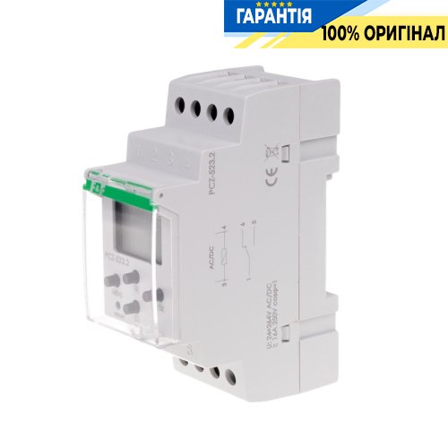 Програмований таймер F&F PCZ-523.2 DIN 24-264В AC/DC 1ПК 16А імпульсний