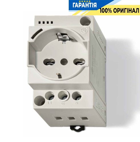 Розетка на дин-рейку Schuko Finder 7U.00.8.230.0010 серая с зеленым светодиодом