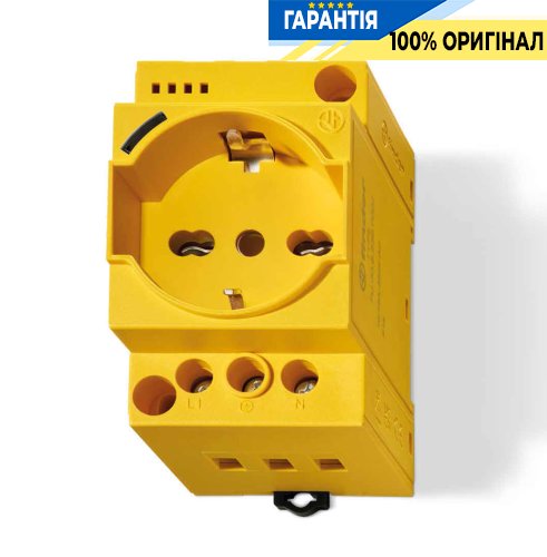 Розетка на дин-рейку Schuko Finder 7U.00.8.230.0012 жовта з зеленим світлодіодом