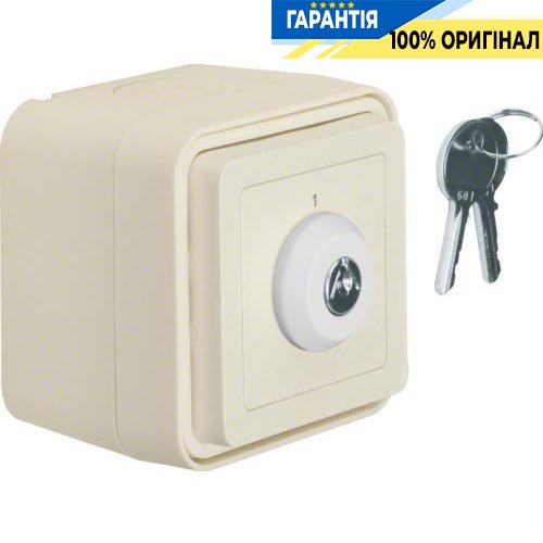 Вимикач замковий IP55, полярно білий, 10АX/250В Berker W.1 32713502